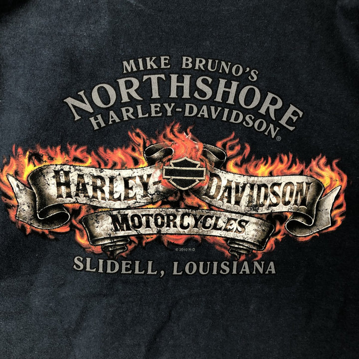 Harley-Davidson Motorcycle Bike T-shirt Made in USA Men's L size cotton navy blue type Vintage Second Hand