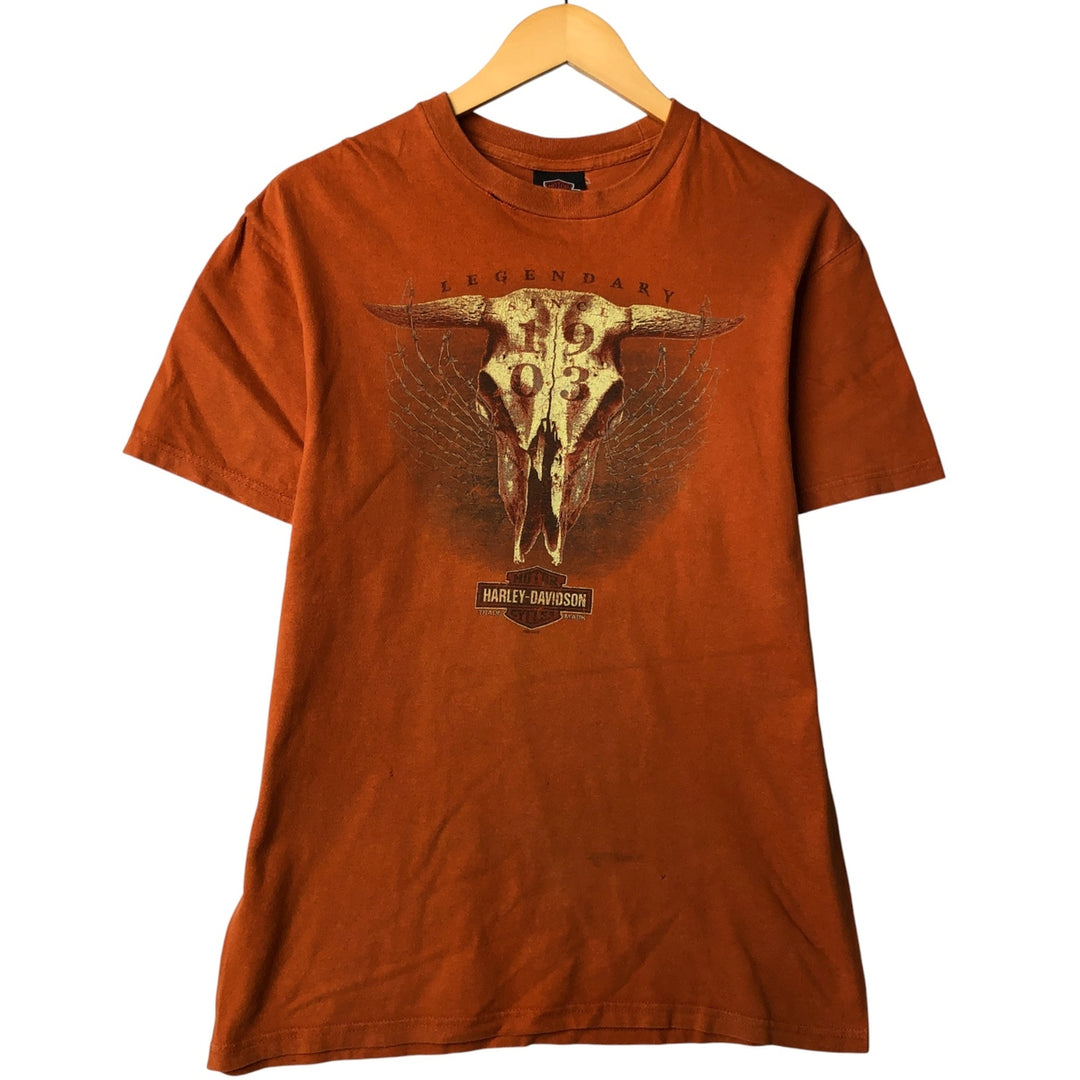 Harley-Davidson Motorcycle Bike T-shirt, Men's Medium cotton orange type Vintage Second Hand