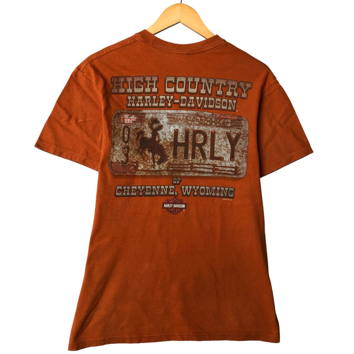 Harley-Davidson Motorcycle Bike T-shirt, Men's Medium cotton orange type Vintage Second Hand