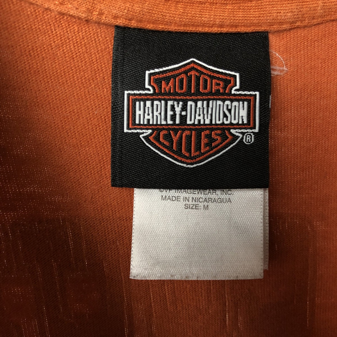 Harley-Davidson Motorcycle Bike T-shirt, Men's Medium cotton orange type Vintage Second Hand