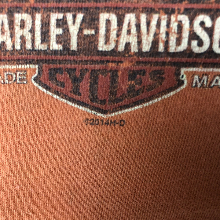 Harley-Davidson Motorcycle Bike T-shirt, Men's Medium cotton orange type Vintage Second Hand
