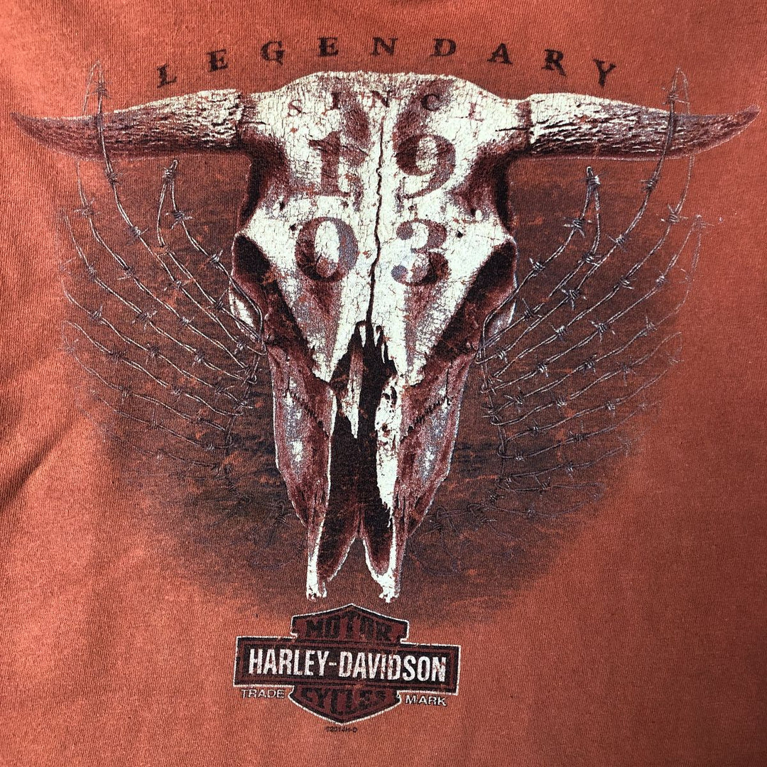 Harley-Davidson Motorcycle Bike T-shirt, Men's Medium cotton orange type Vintage Second Hand