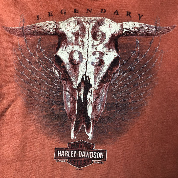 Harley-Davidson Motorcycle Bike T-shirt, Men's Medium cotton orange type Vintage Second Hand