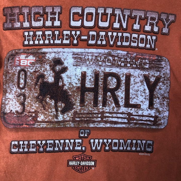 Harley-Davidson Motorcycle Bike T-shirt, Men's Medium cotton orange type Vintage Second Hand