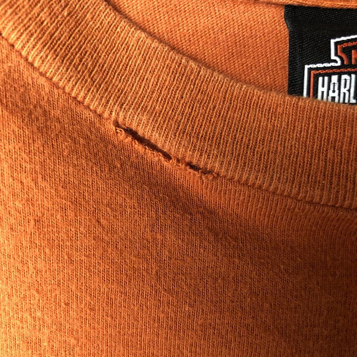 Harley-Davidson Motorcycle Bike T-shirt, Men's Medium cotton orange type Vintage Second Hand
