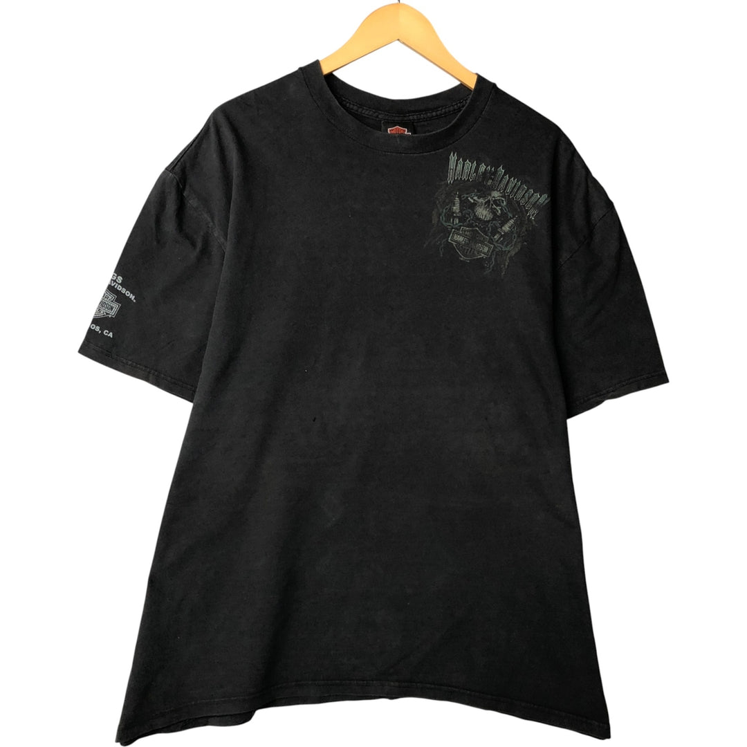 Harley-Davidson Skull Pattern Motorcycle Bike T-shirt Men's XXL cotton black type Vintage Second Hand