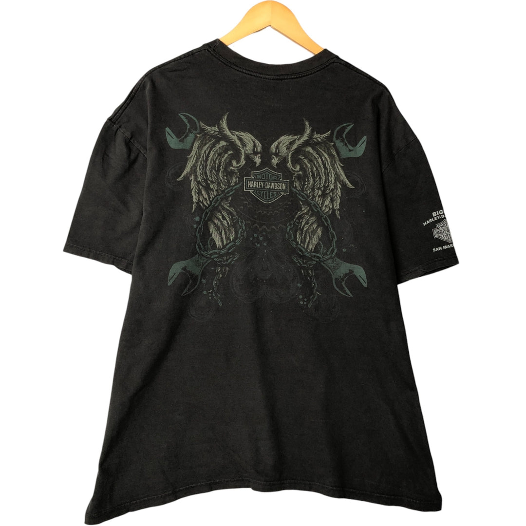 Harley-Davidson Skull Pattern Motorcycle Bike T-shirt Men's XXL cotton black type Vintage Second Hand