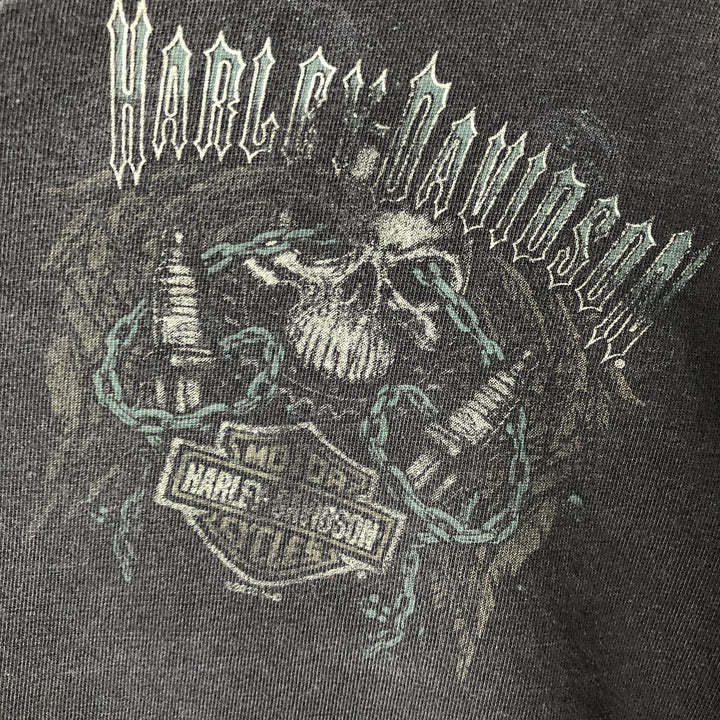 Harley-Davidson Skull Pattern Motorcycle Bike T-shirt Men's XXL cotton black type Vintage Second Hand