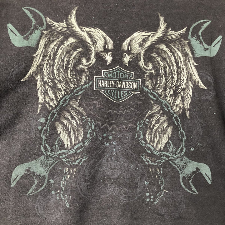 Harley-Davidson Skull Pattern Motorcycle Bike T-shirt Men's XXL cotton black type Vintage Second Hand