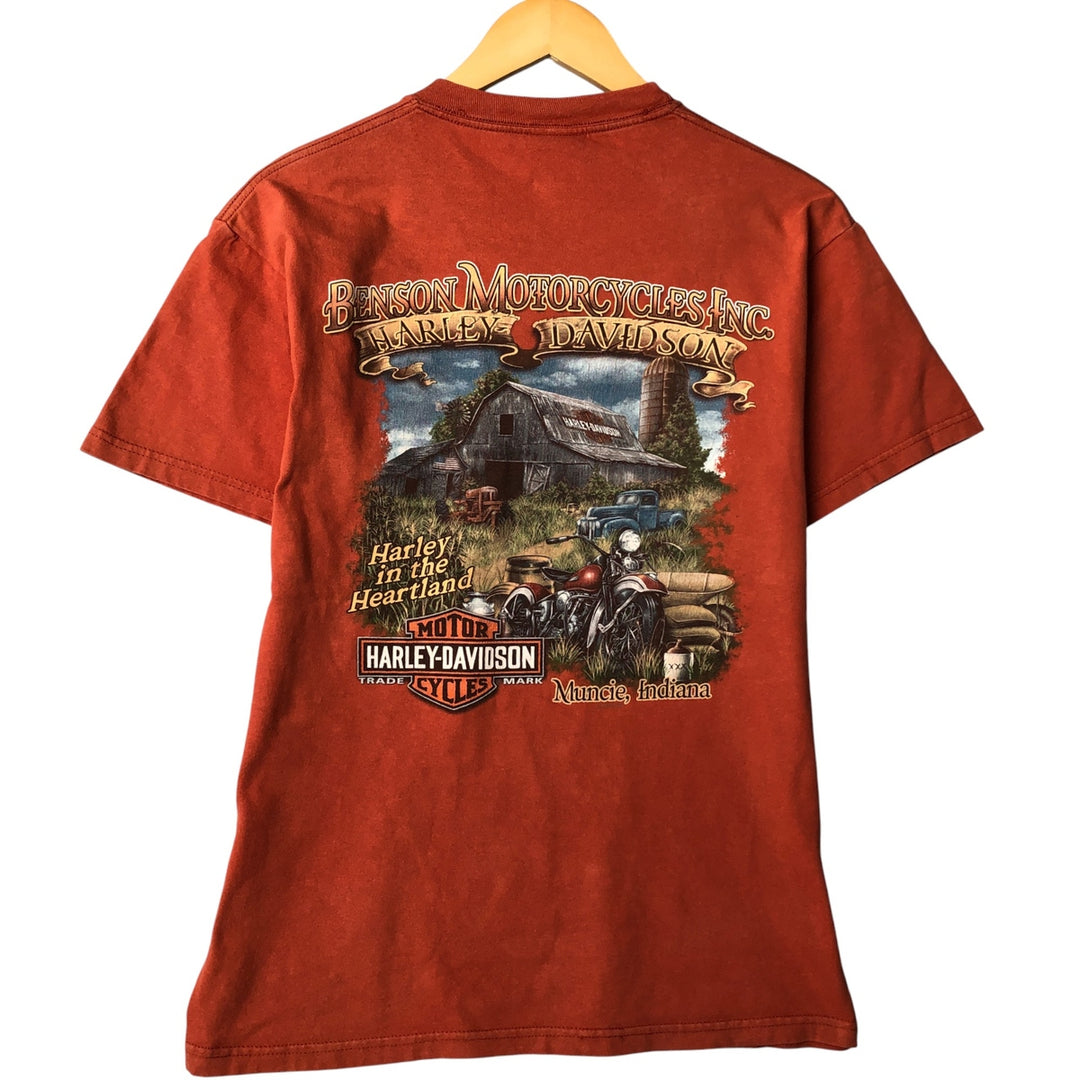 Harley-Davidson Motorcycle Bike T-shirt Made in USA Men's M size cotton orange type Vintage Second Hand