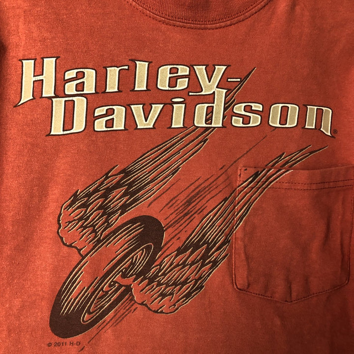 Harley-Davidson Motorcycle Bike T-shirt Made in USA Men's M size cotton orange type Vintage Second Hand