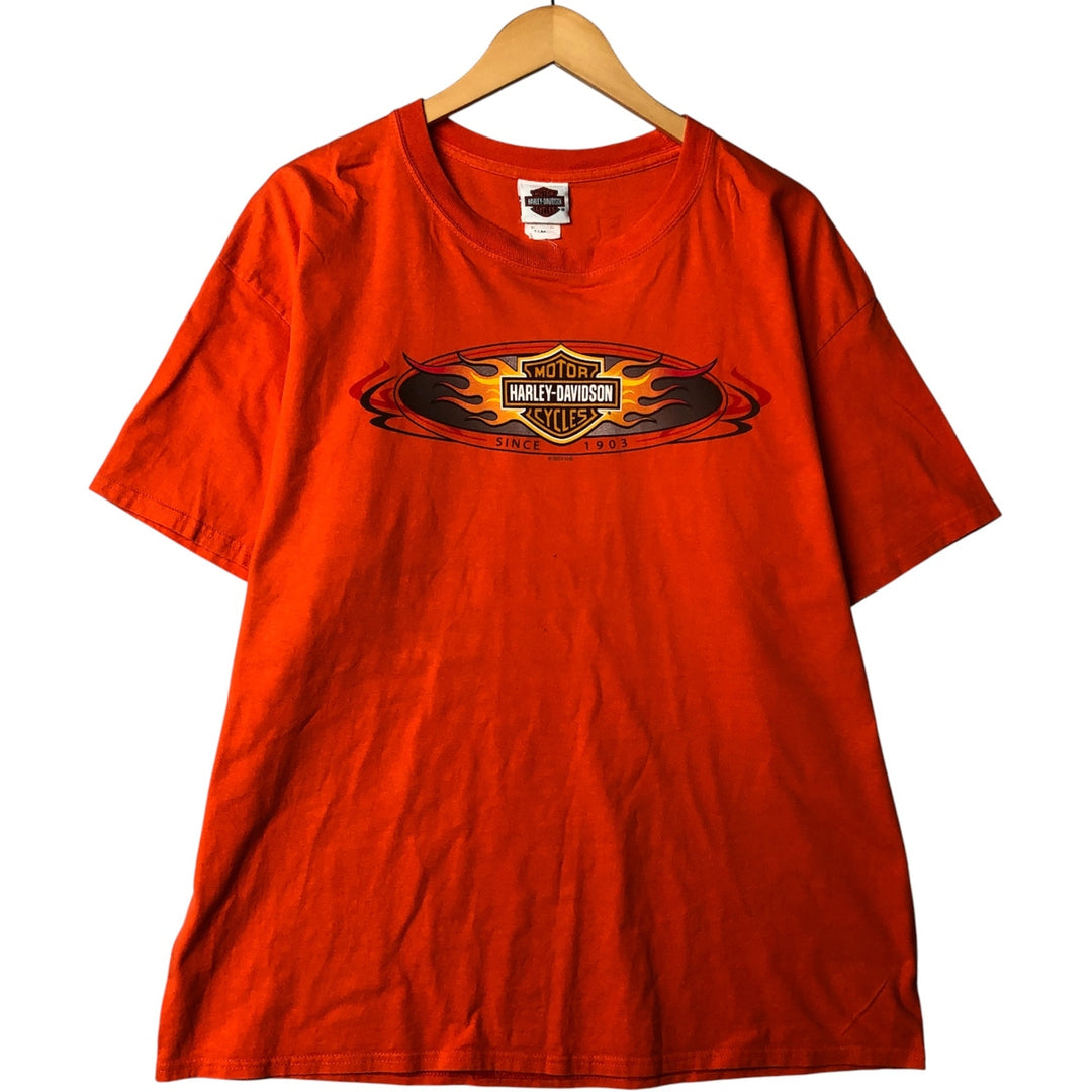 Harley-Davidson Fire Pattern Motorcycle Bike T-Shirt Men's XL cotton orange type Vintage Second Hand