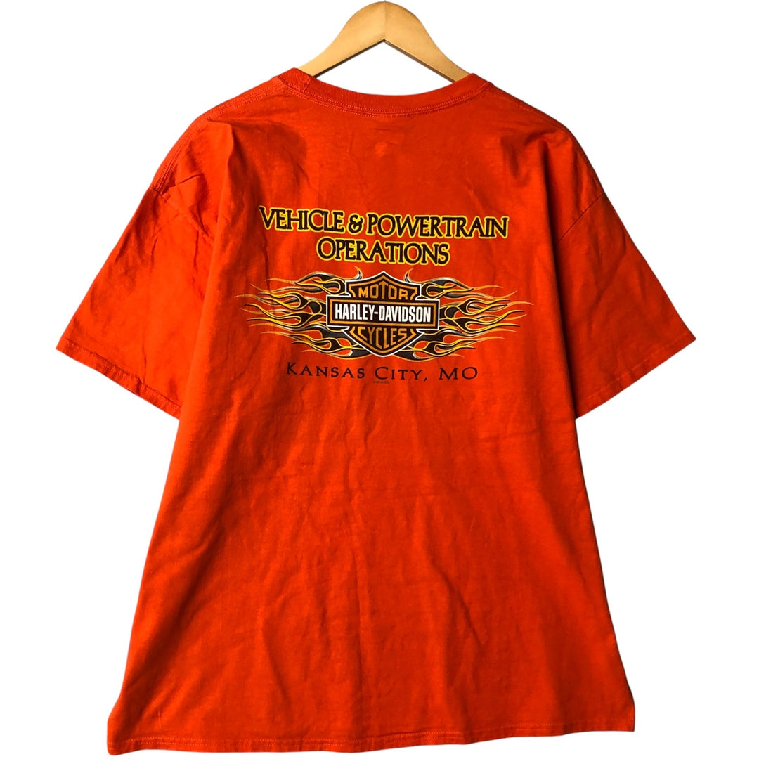 Harley-Davidson Fire Pattern Motorcycle Bike T-Shirt Men's XL cotton orange type Vintage Second Hand