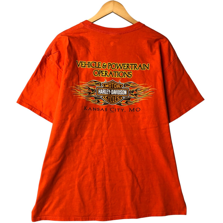 Harley-Davidson Fire Pattern Motorcycle Bike T-Shirt Men's XL cotton orange type Vintage Second Hand