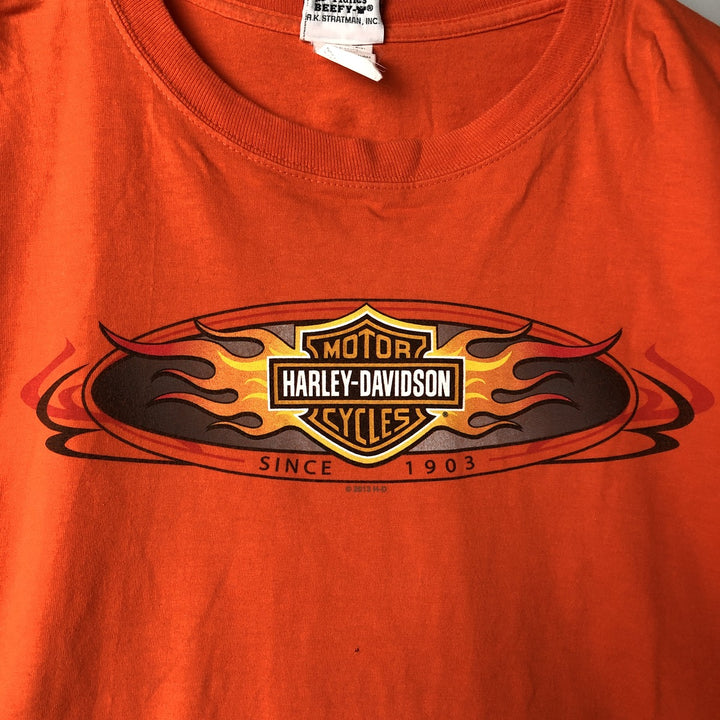 Harley-Davidson Fire Pattern Motorcycle Bike T-Shirt Men's XL cotton orange type Vintage Second Hand