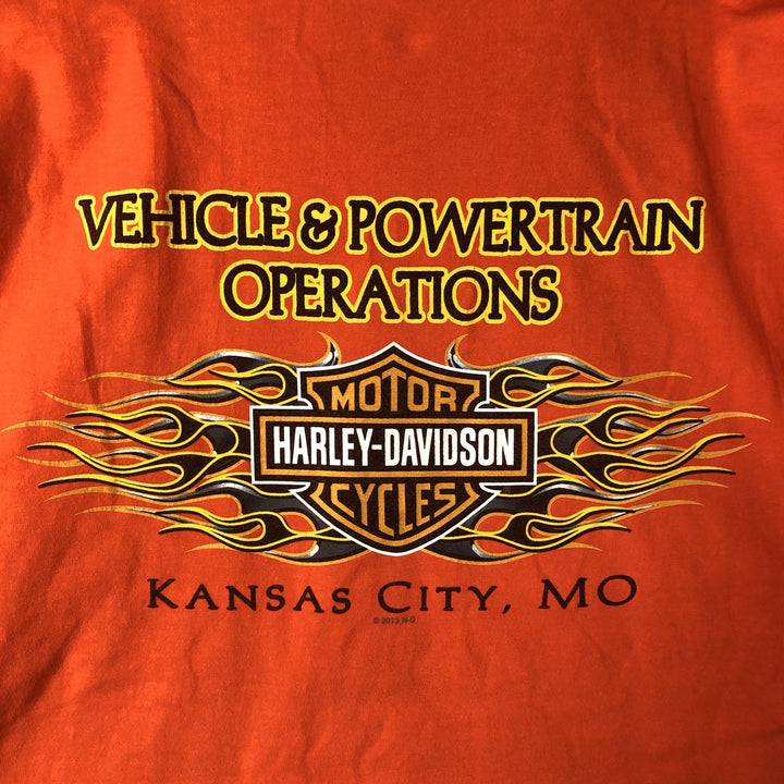 Harley-Davidson Fire Pattern Motorcycle Bike T-Shirt Men's XL cotton orange type Vintage Second Hand