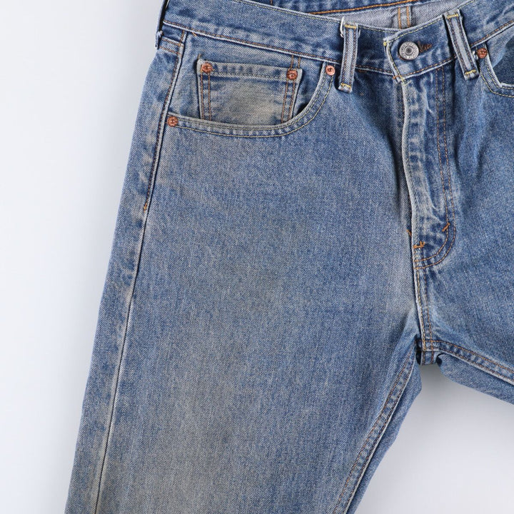 Levi's 505 tapered denim pants for men, equivalent to w35 cotton Blue type light blue Vintage Second Hand