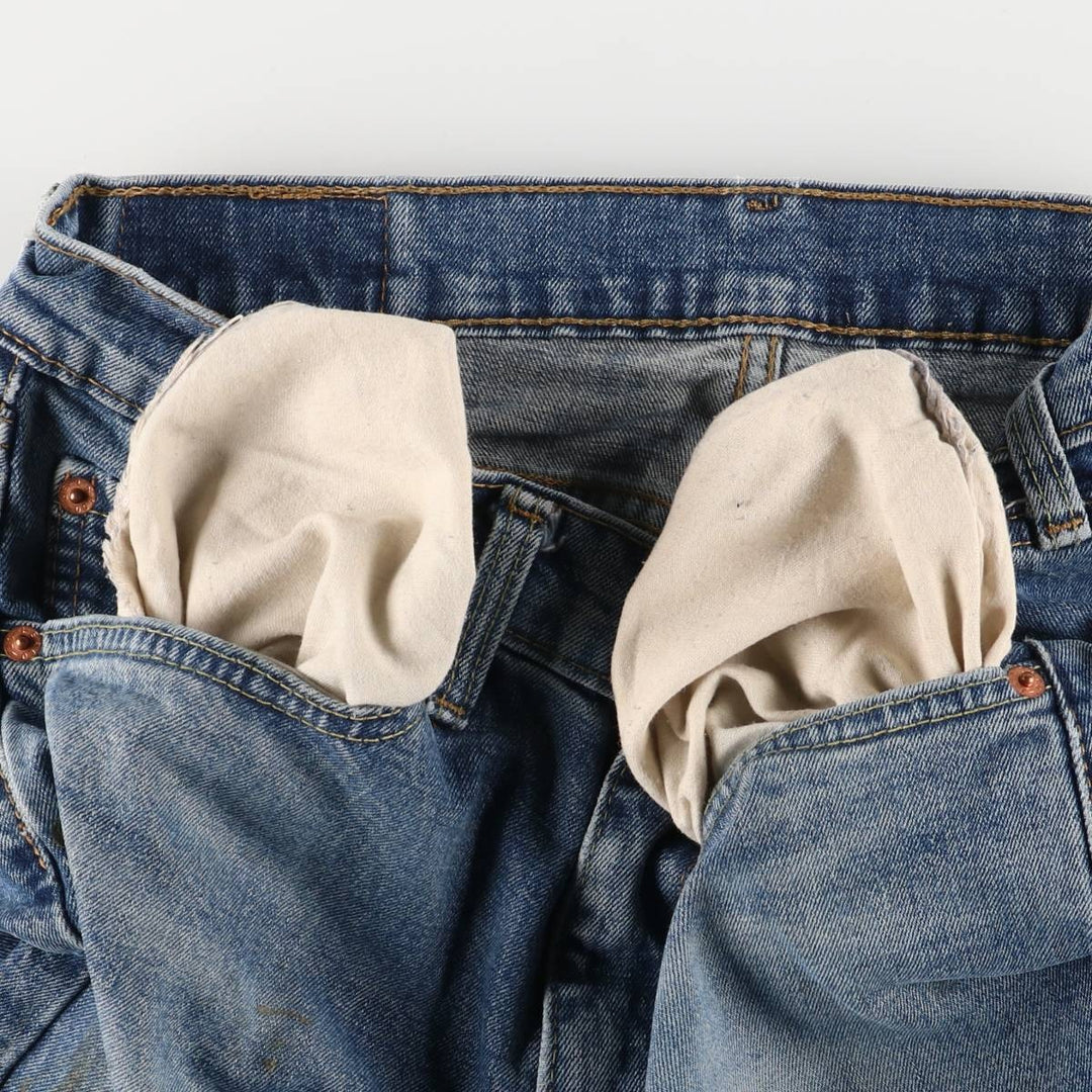 Levi's 505 tapered denim pants for men, equivalent to w32 cotton blue type Vintage Second Hand