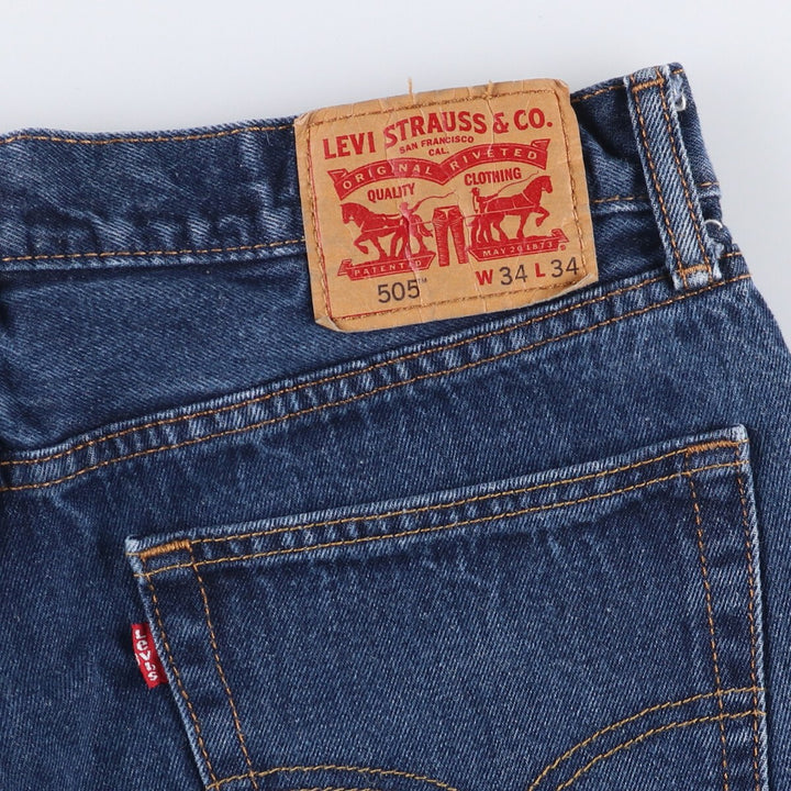 Levi's 505 tapered denim pants for men, size W34 cotton blue type Vintage Second Hand
