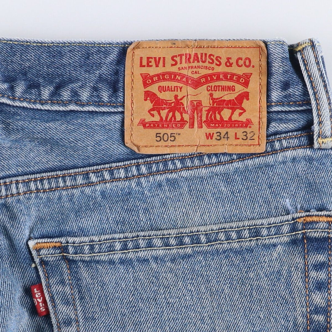 Levi's 505 tapered denim pants for men, size W34 cotton blue type Vintage Second Hand
