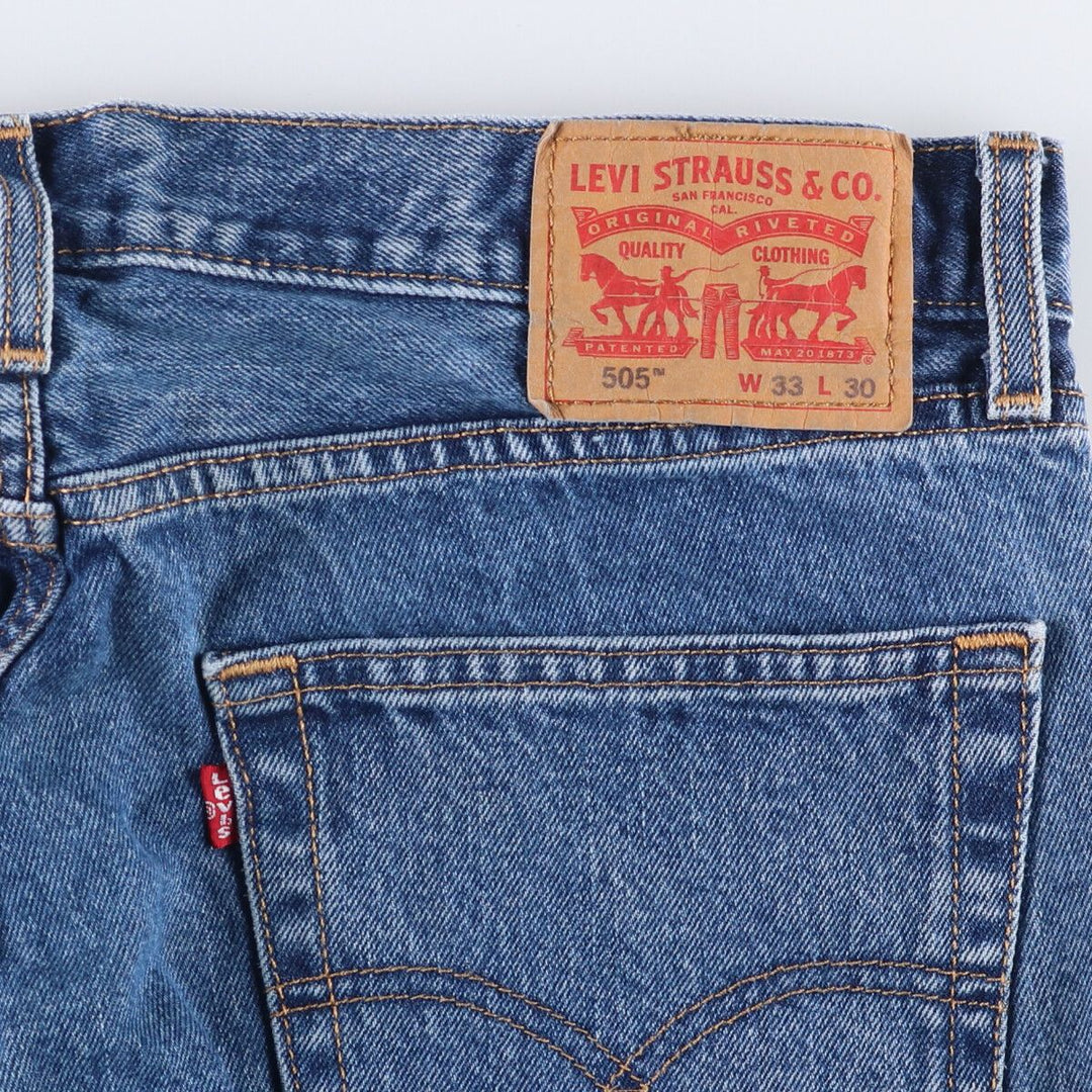 Levi's 505 tapered denim pants for men, size W34 cotton blue type Vintage Second Hand