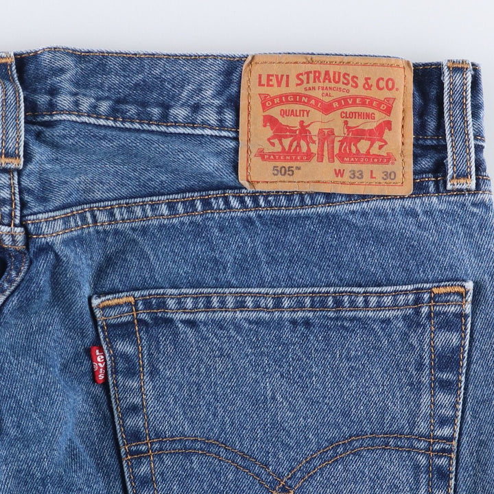 Levi's 505 tapered denim pants for men, size W34 cotton blue type Vintage Second Hand