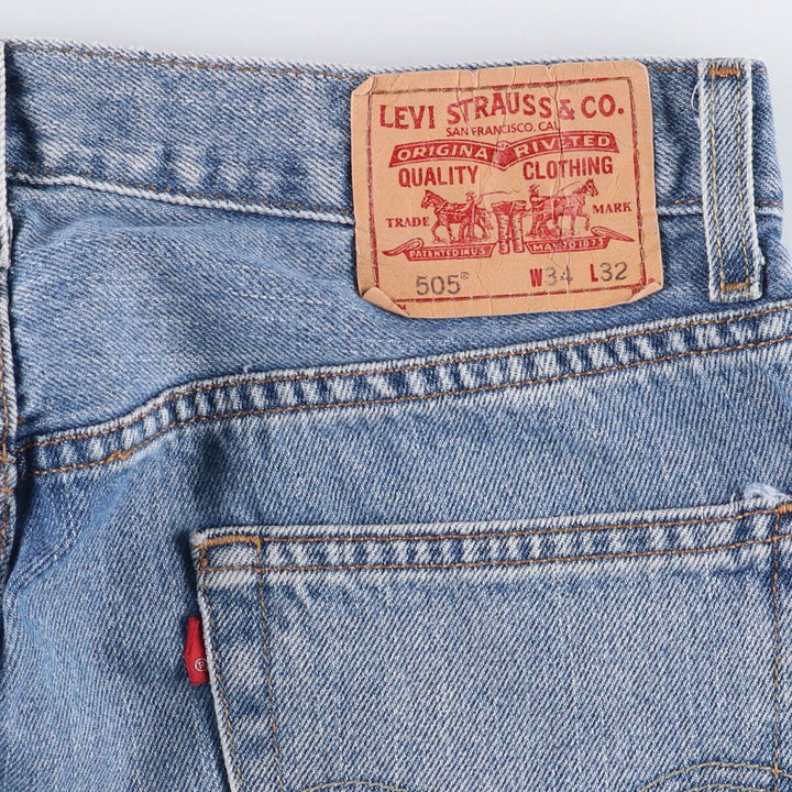 Levi's 505 REGULAR FIT tapered denim pants for men, size w34 cotton Blue type light blue Vintage Second Hand