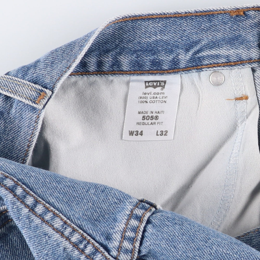 Levi's 505 REGULAR FIT tapered denim pants for men, size w34 cotton Blue type light blue Vintage Second Hand