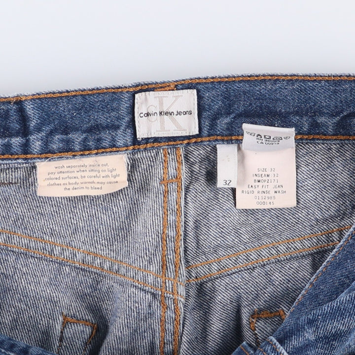 90'S Calvin Klein Jeans Easy Fit Tapered Denim Pants Men's Size 34 (Vintage) cotton navy blue type Vintage Second Hand