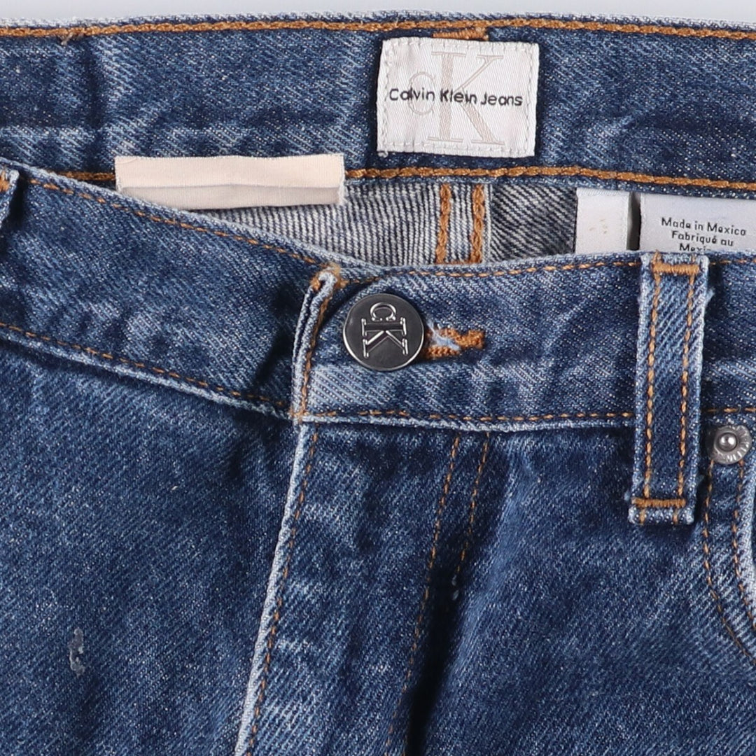 90'S Calvin Klein Jeans Easy Fit Tapered Denim Pants Men's Size 34 (Vintage) cotton navy blue type Vintage Second Hand