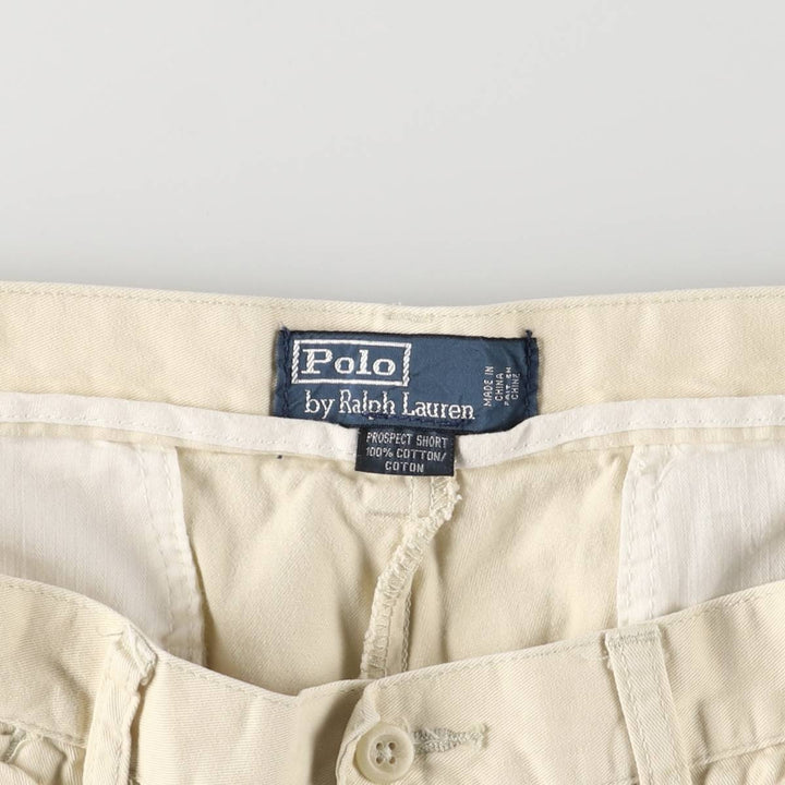 Ralph Lauren POLO by Ralph Lauren Men's Chino Shorts with Coin Pocket, Size W36 cotton ivory Vintage Second Hand