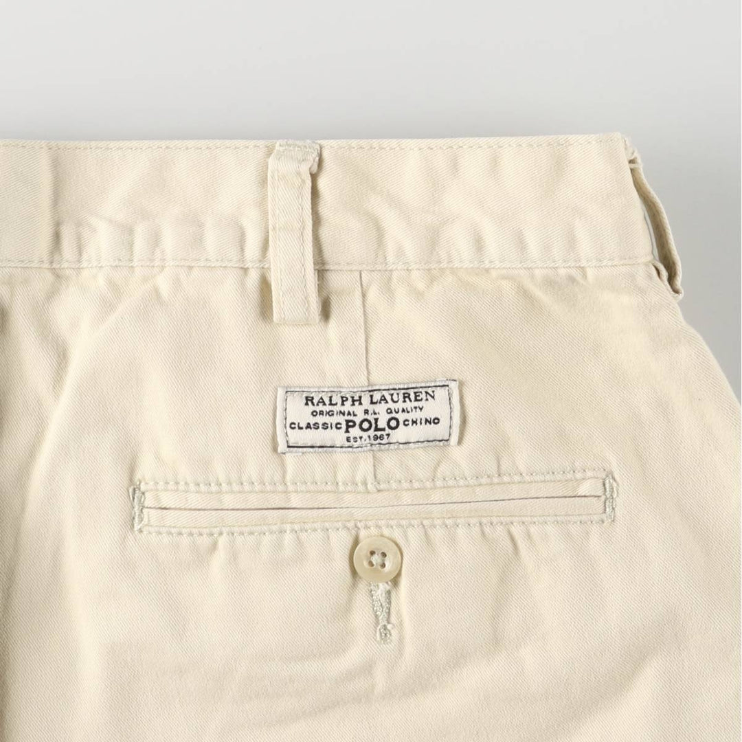 Ralph Lauren POLO by Ralph Lauren Men's Chino Shorts with Coin Pocket, Size W36 cotton ivory Vintage Second Hand