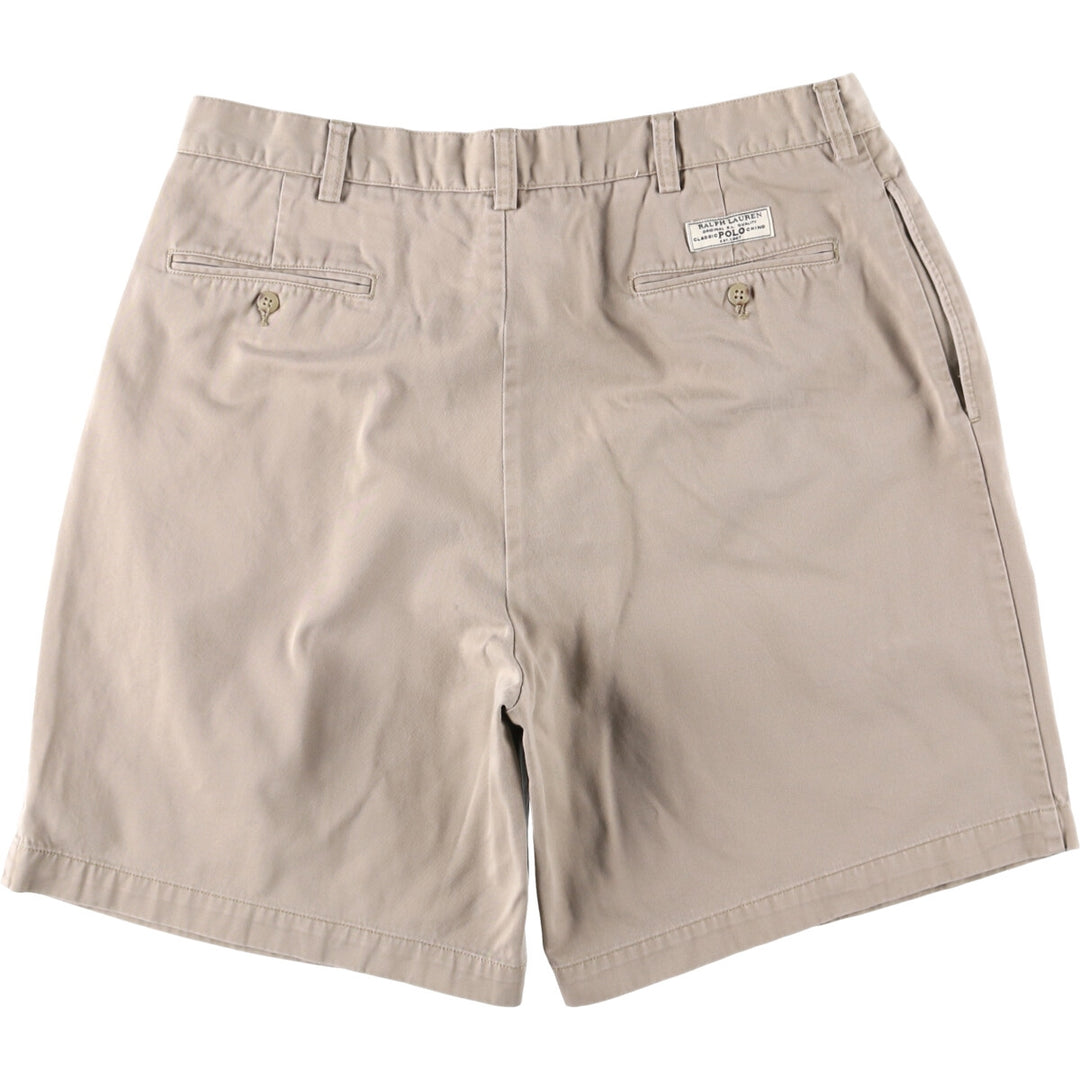 Ralph Lauren POLO by Ralph Lauren TYLER SHORT Two-pleat chino shorts, short pants, men's size W36 cotton Beige type Vintage Second Hand