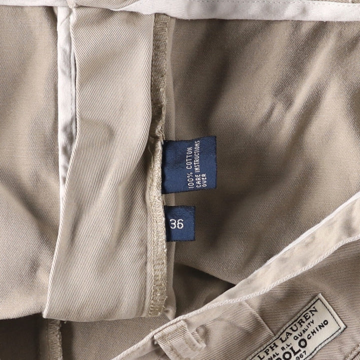 Ralph Lauren POLO by Ralph Lauren TYLER SHORT Two-pleat chino shorts, short pants, men's size W36 cotton Beige type Vintage Second Hand