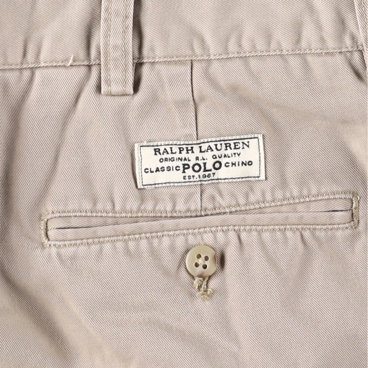 Ralph Lauren POLO by Ralph Lauren TYLER SHORT Two-pleat chino shorts, short pants, men's size W36 cotton Beige type Vintage Second Hand