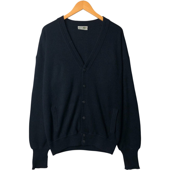 Vintage 1980'S Lacoste Chemise acrylic knit cardigan, made in Spain, size L, men's acrylic navy blue type Vintage Second Hand