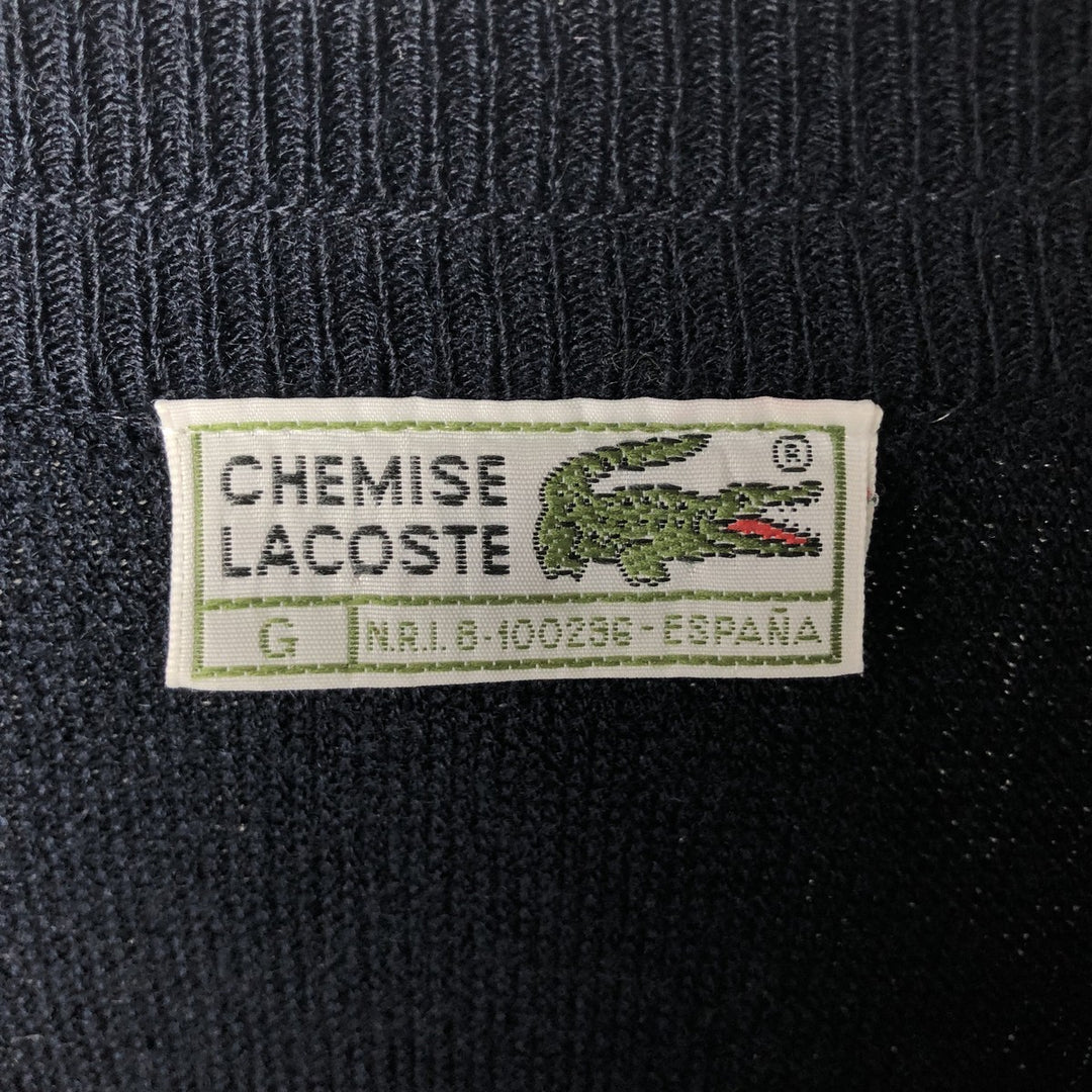 Vintage 1980'S Lacoste Chemise acrylic knit cardigan, made in Spain, size L, men's acrylic navy blue type Vintage Second Hand