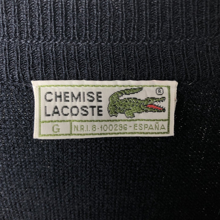 Vintage 1980'S Lacoste Chemise acrylic knit cardigan, made in Spain, size L, men's acrylic navy blue type Vintage Second Hand
