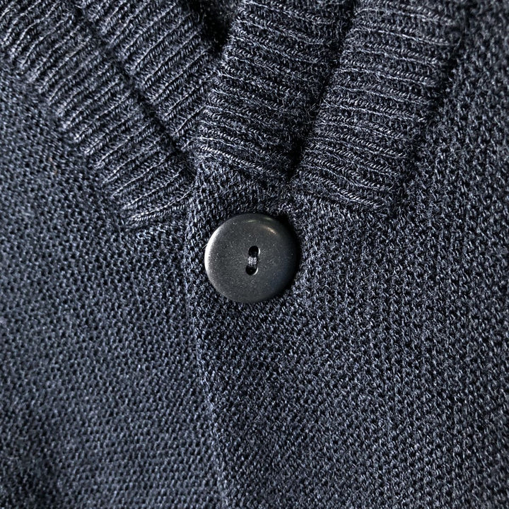 Vintage 1980'S Lacoste Chemise acrylic knit cardigan, made in Spain, size L, men's acrylic navy blue type Vintage Second Hand