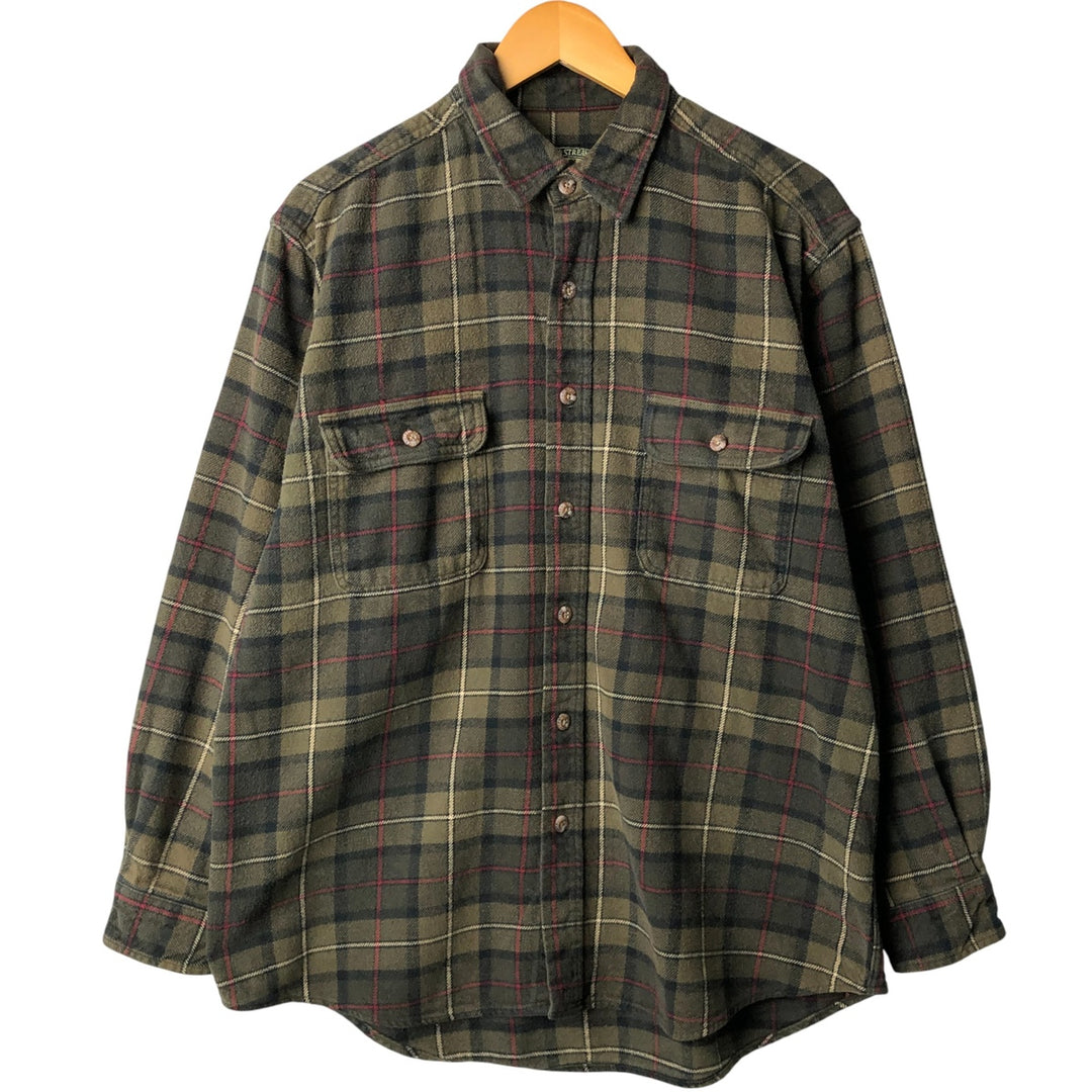 FIELD AND STREAM Long Sleeve Flannel Check Shirt, Men's Size L cotton Khaki type Vintage Second Hand