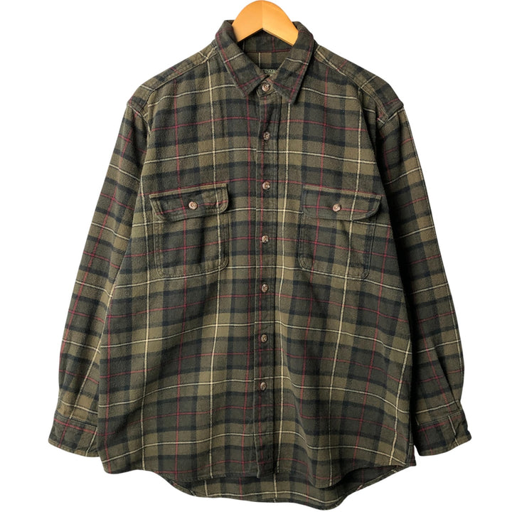 FIELD AND STREAM Long Sleeve Flannel Check Shirt, Men's Size L cotton Khaki type Vintage Second Hand
