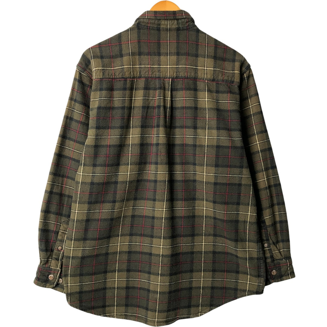 FIELD AND STREAM Long Sleeve Flannel Check Shirt, Men's Size L cotton Khaki type Vintage Second Hand