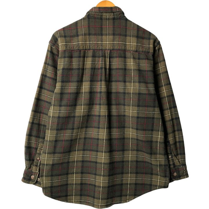 FIELD AND STREAM Long Sleeve Flannel Check Shirt, Men's Size L cotton Khaki type Vintage Second Hand
