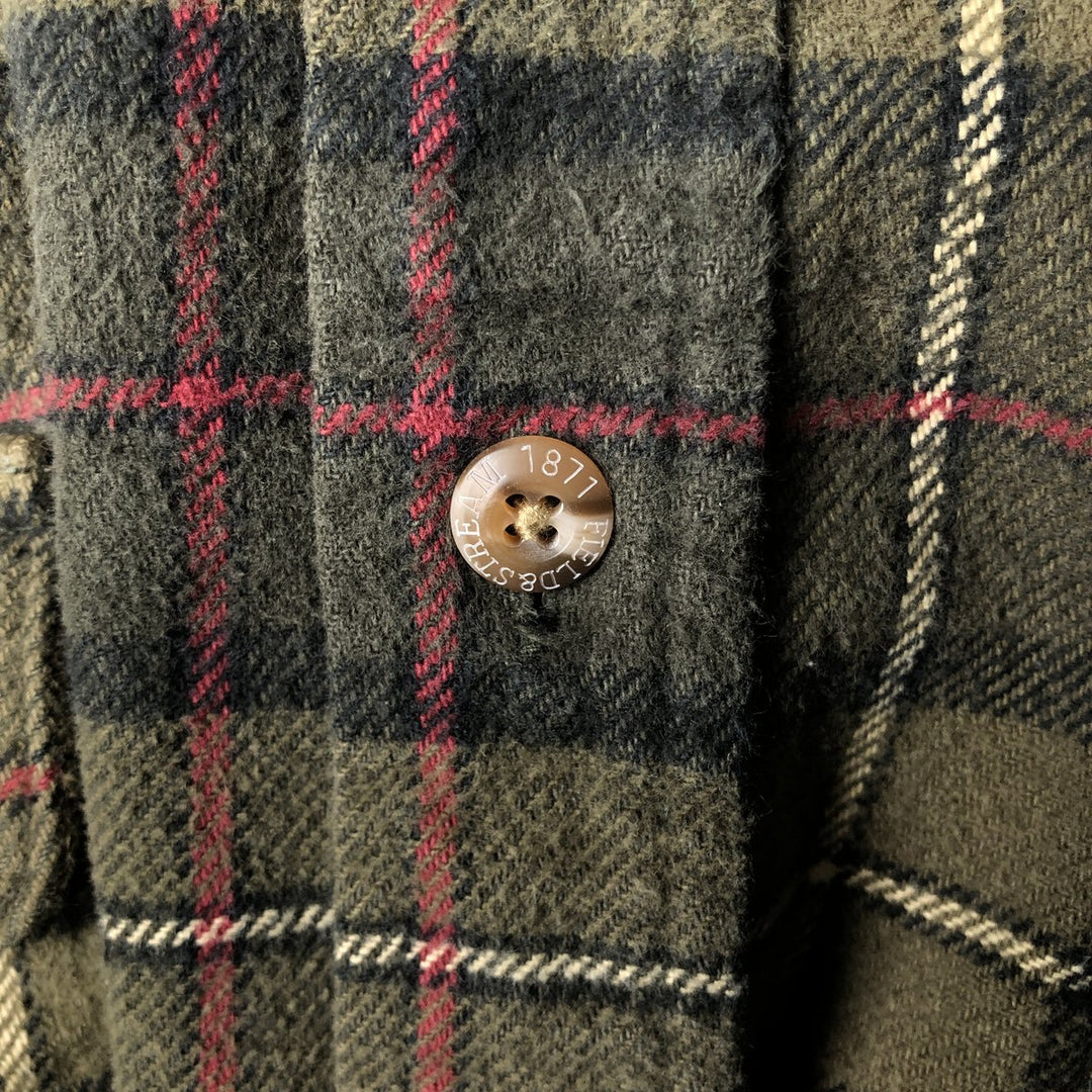 FIELD AND STREAM Long Sleeve Flannel Check Shirt, Men's Size L cotton Khaki type Vintage Second Hand