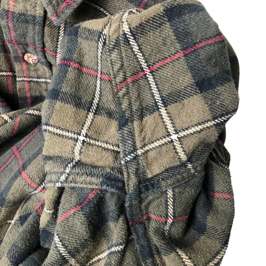 FIELD AND STREAM Long Sleeve Flannel Check Shirt, Men's Size L cotton Khaki type Vintage Second Hand