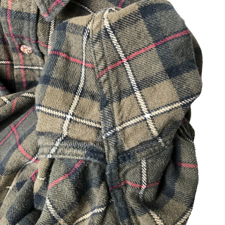 FIELD AND STREAM Long Sleeve Flannel Check Shirt, Men's Size L cotton Khaki type Vintage Second Hand