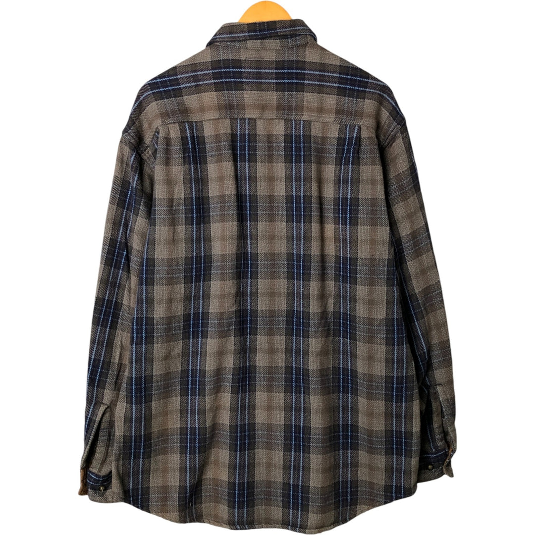 90s-00'S Vintage St. John's Bay Long Sleeve Flannel Check Shirt, Men's Size XL unclear Khaki type brown Vintage Second Hand
