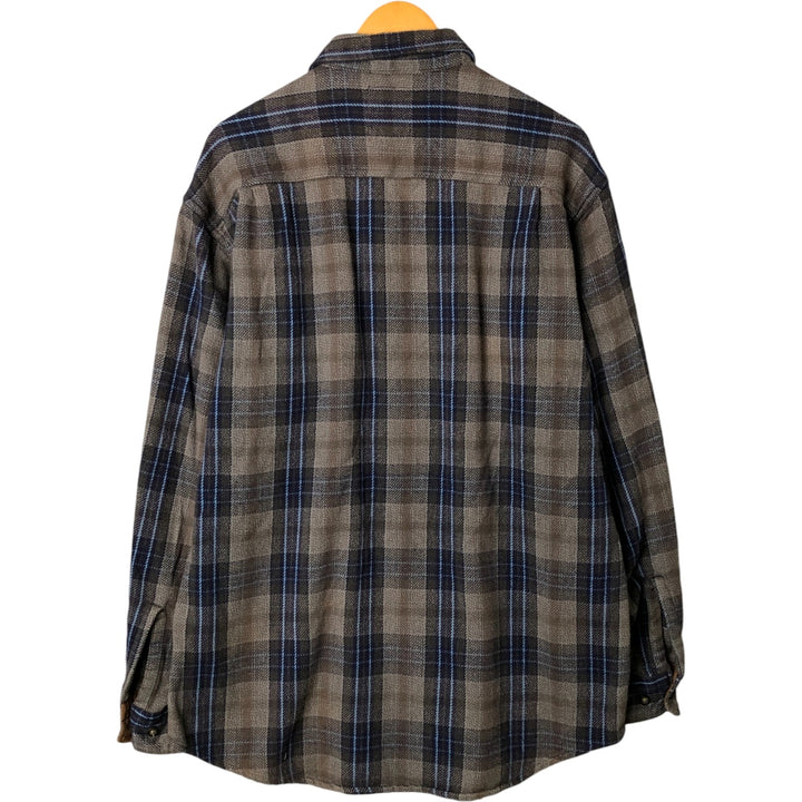 90s-00'S Vintage St. John's Bay Long Sleeve Flannel Check Shirt, Men's Size XL unclear Khaki type brown Vintage Second Hand
