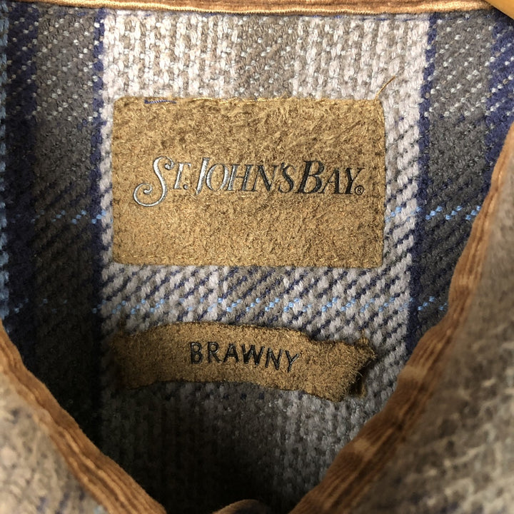 90s-00'S Vintage St. John's Bay Long Sleeve Flannel Check Shirt, Men's Size XL unclear Khaki type brown Vintage Second Hand