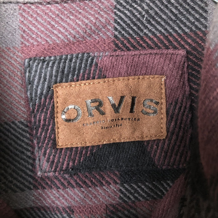 ORVIS Long Sleeve Flannel Check Shirt, Men's Size M cotton pink type Vintage Second Hand